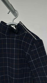 Sacai L/S back-lace Check Tunic Top