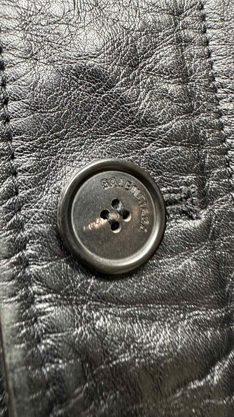 Balenciaga Quilted-lining Hood Layered Leather Coat