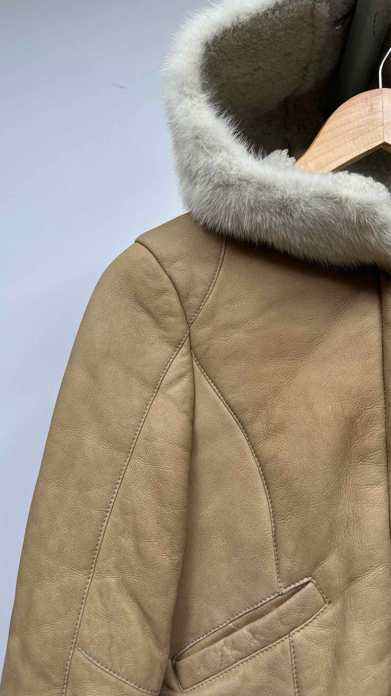 PRADA Hooded Shearling Leather Jacket