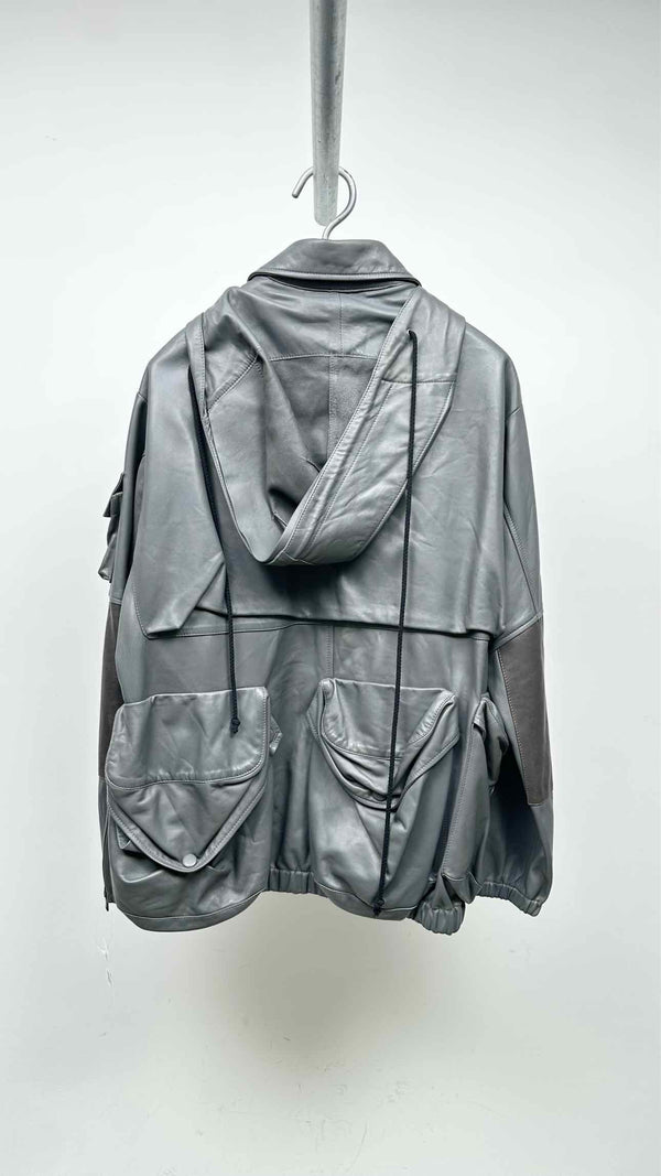 Off-White Leather Bomber Jacket