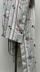Thom Browne Pleated Puff-Sleeve Printed Long Dress