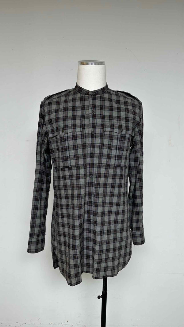 Dries Van Noten Check Collarless Shirt