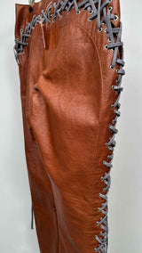 Charlotte Knowles Lace-up Detailed Leather Pants
