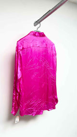 Balenciaga L/S Fuchsia Silk Creased-effect Shirt