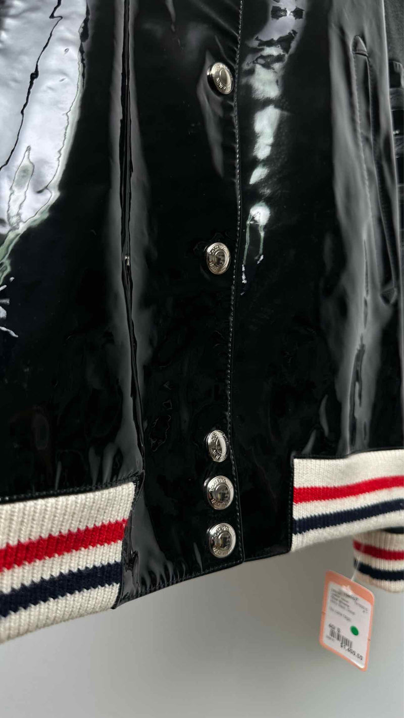 Thom Browne 4-bar 4-bar Patent-body Leather Bomber Jacket