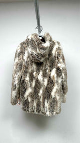 Vintage Faux-fur Quilted-lining Hooded Jacket