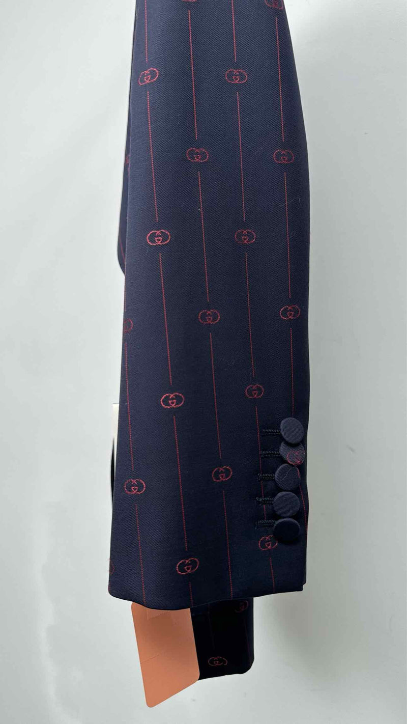 Gucci GG Monogram Pin-stripe Blazer Jacket