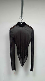 Bottega Veneta L/S High-neck Mesh Bodysuits