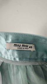 Miu Miu Crystal Embellished Bow Silk Skirt