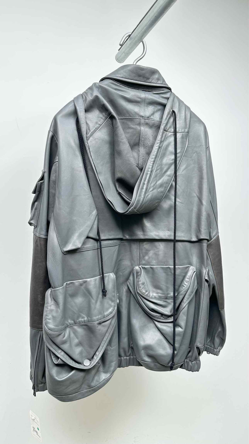 Off-White Leather Bomber Jacket