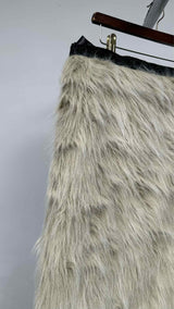 Yohji Yamamoto Pour Homme Front- faux-fur Side-pleated Glitter Kilt