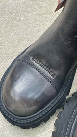 Balenciaga Worn-out Effect Leather Tractor Boots