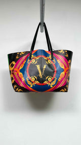 Versace Heritage Print Leather Tote Bag