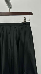 Noriko Maeda Pleated Bow-detailed Silk Wide Skirt
