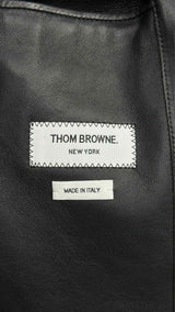 Thom Browne Trimmed Leather Coat
