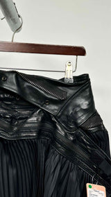 Junya Watanabe Leather-waist Asymmetrical Pleated Skirt