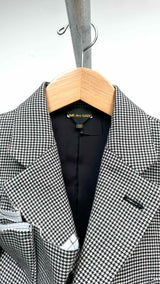 Comme Des Garcons Houndsthooth Ruffle-detailed Blazer Jacket