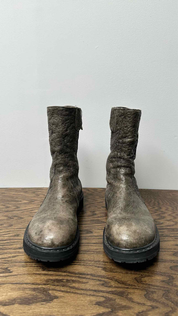 Rick Owens Acid-treated Crinkle Leather Boots