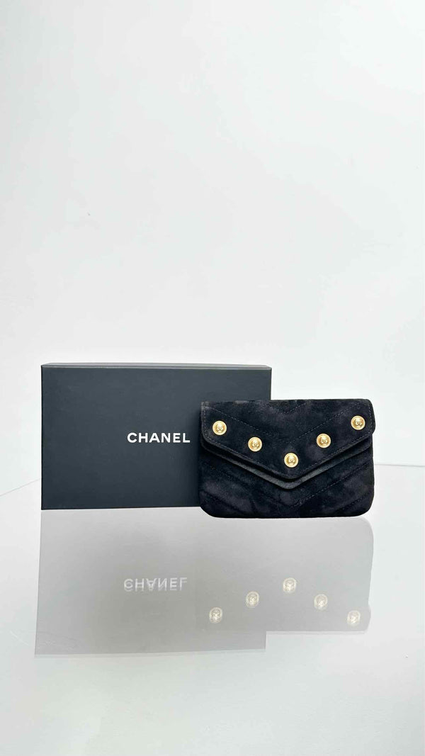 Chanel Suede Quilted Pouch