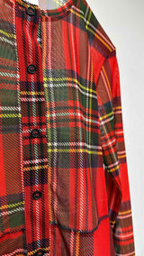 Molly Goddard Collarless Plaid Mesh Shirt