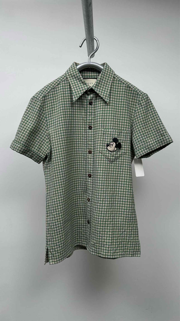 Gucci X Disney S/S Appliqued Check Wool Shirt