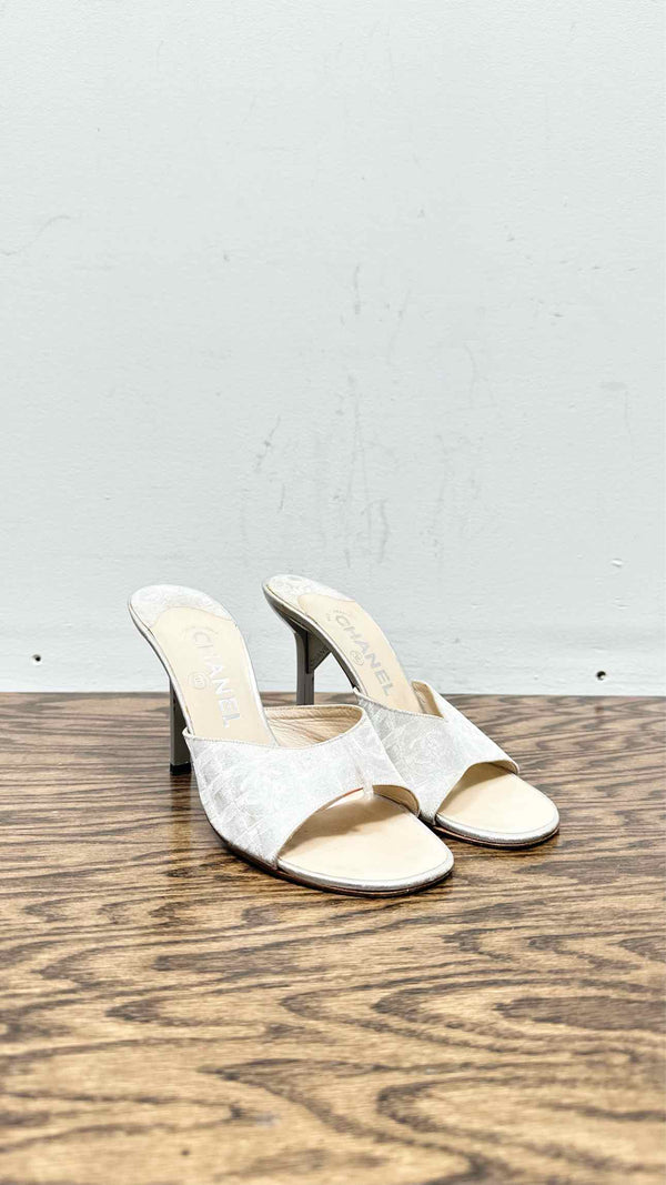 Chanel Jacquard Logo Heel Sandals