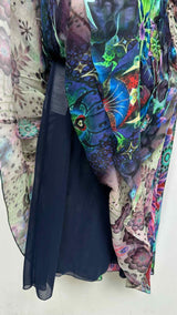 Emporio Armani N/S Floral Hummingbird Print Silk Dress