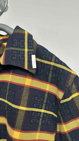 Givenchy S/S 4 g-print Check Zip-up Shirt