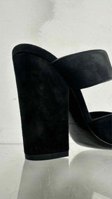 Saint Laurent Oak Suede Block-heel Sandals