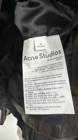 Acne Studios Crinkled Collar-less Leather Jacket