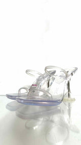 Amina Muaddi Clear Burito Heel Sandals