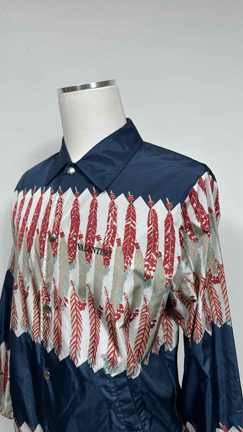 Valentino Feather-Printed Coach Jacket