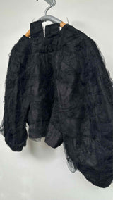 Comme Des Garcons Tulle-insert Cropped Reconstructed Jacket