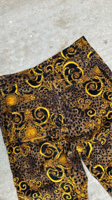 Versace Jeans Couture Leopard Baroque Velvet Flare Pants