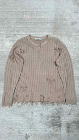 Acne Studios Distressed Ribbed Henley-neck Sweater