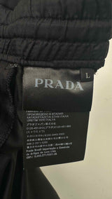 PRADA Drawstring-waist Stitched Silk Pants