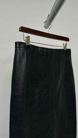 Balenciaga Back-slit Leather Maxi Skirt