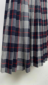 Thom Browne Hairline Plaid Pleated Midi Skirt