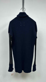 Margiela Long-mesh Sleeve High-neck Rib Knit  Dress