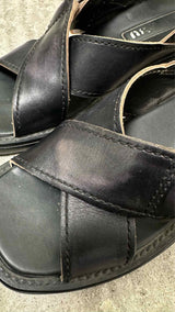 Miu Miu Bleached Leather Buckled Sandals