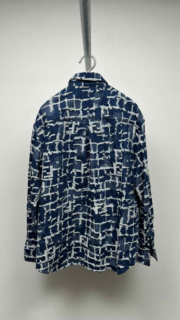 Fendi Distressed Logo Denim Jacket