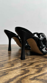 Bottega Veneta Square-Toe Inter-Woven Stretch Heel Sandals