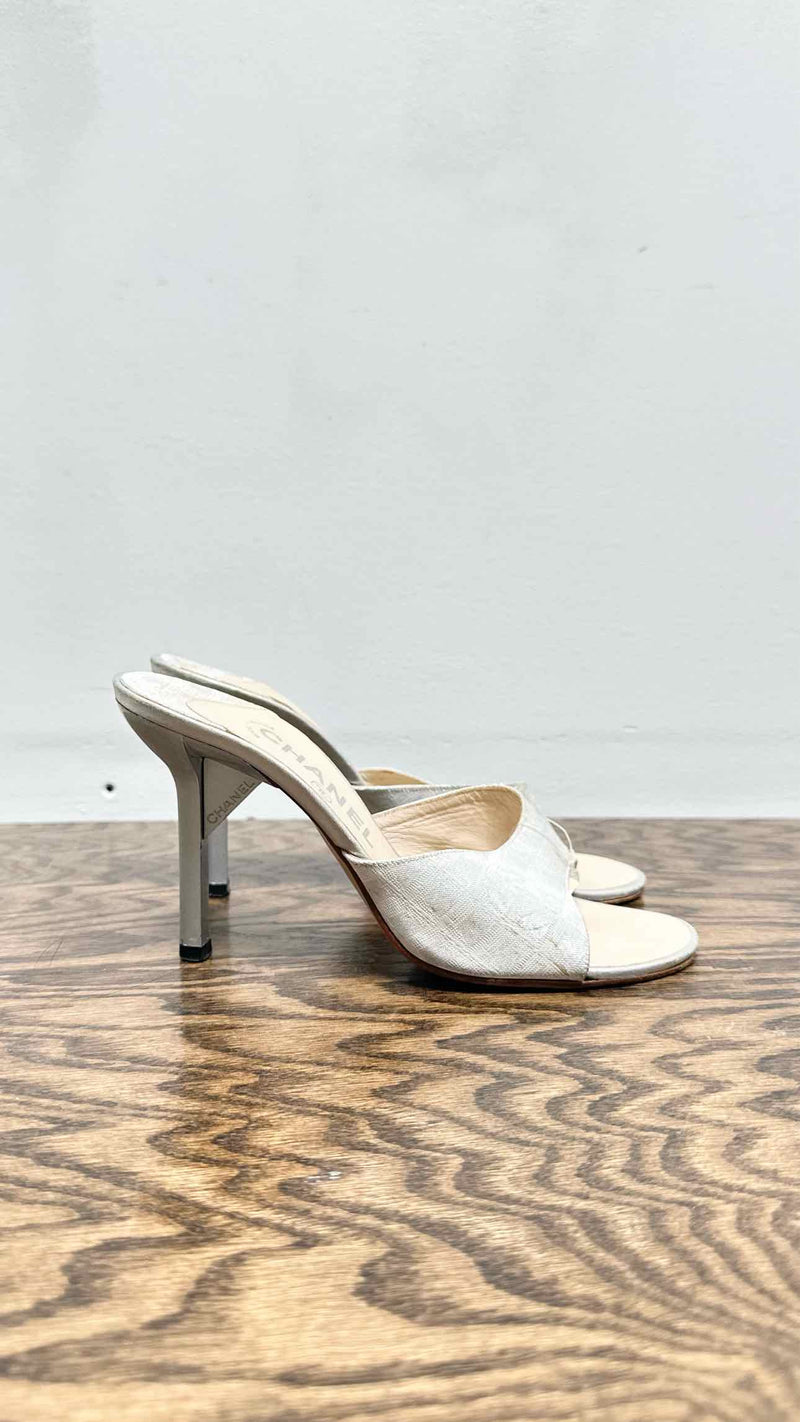 Chanel Jacquard Logo Heel Sandals