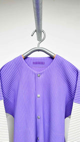 Homme Plisse Two-tone Pleated Collar-less Jacket