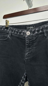 Chanel Slim-fit Chain-print Jeans