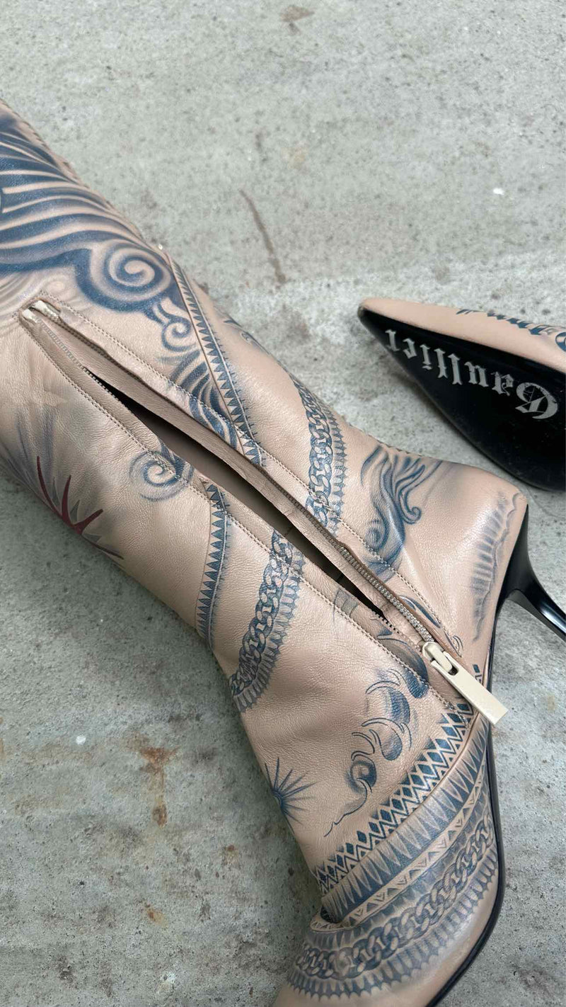 Jean Paul Gaultier Tattoo Long Heel Boots