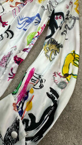 Balenciaga Artist Doodle Graphic Satin Oversized Blouse