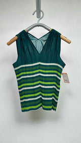 Issey Miyake FETE Sleeveles Pleated Stripe Top