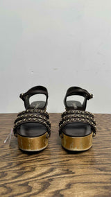 Chanel Chain-detail Ankle-strap Platform Sandals