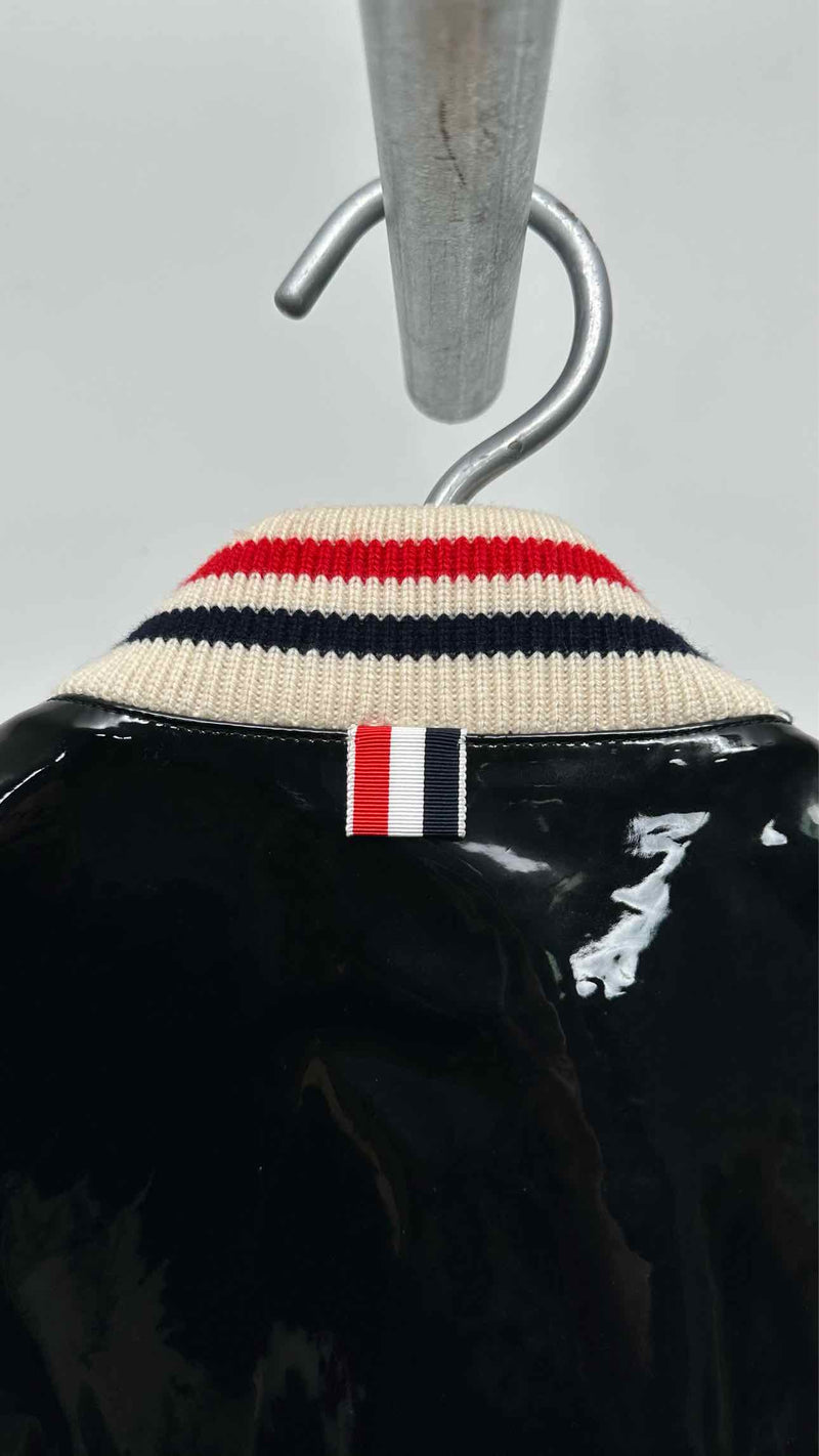 Thom Browne 4-bar 4-bar Patent-body Leather Bomber Jacket